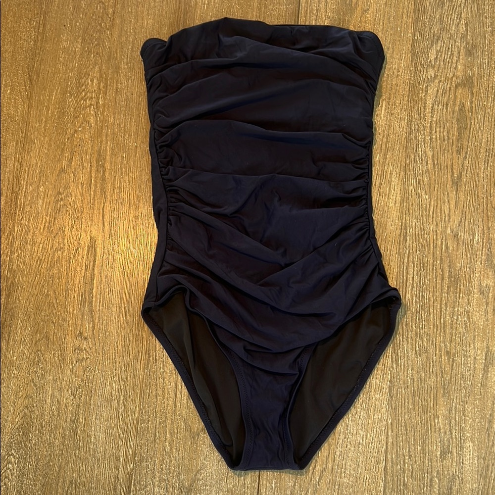 J Crew Navy Ruched Swimsuit